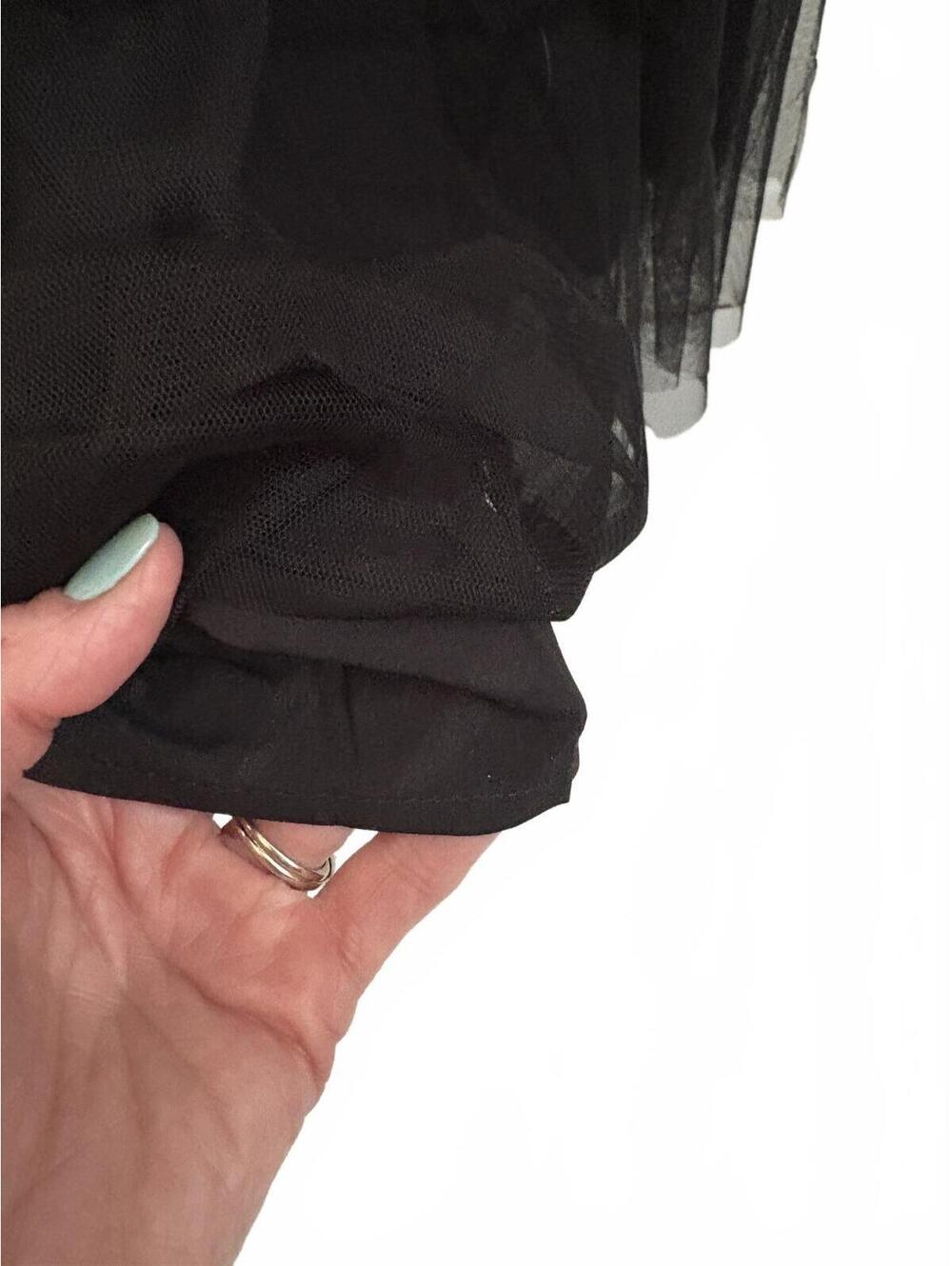 Lulus | NWT Simply Delighted Black Deep V Mesh Ruffle Backless Maxi Dress Size S - Picture 6 of 9